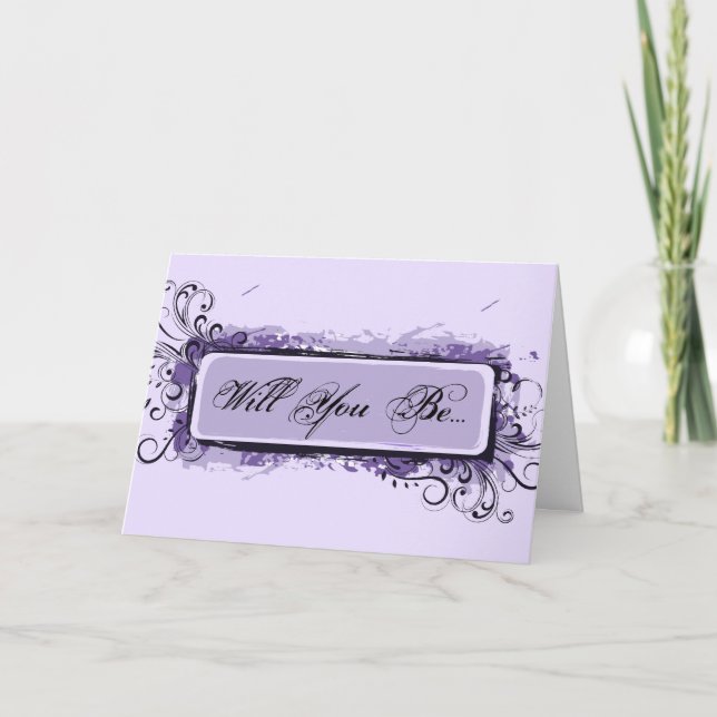 Invitación Purple Abstract Floral Be My Bridesmaid (Anverso)
