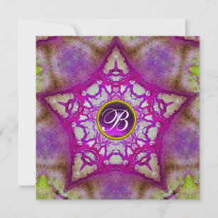 INVITACIÓN PURPLE ABSTRACTO DE ESTRELLA ROSA AMETYST MONOGRAM