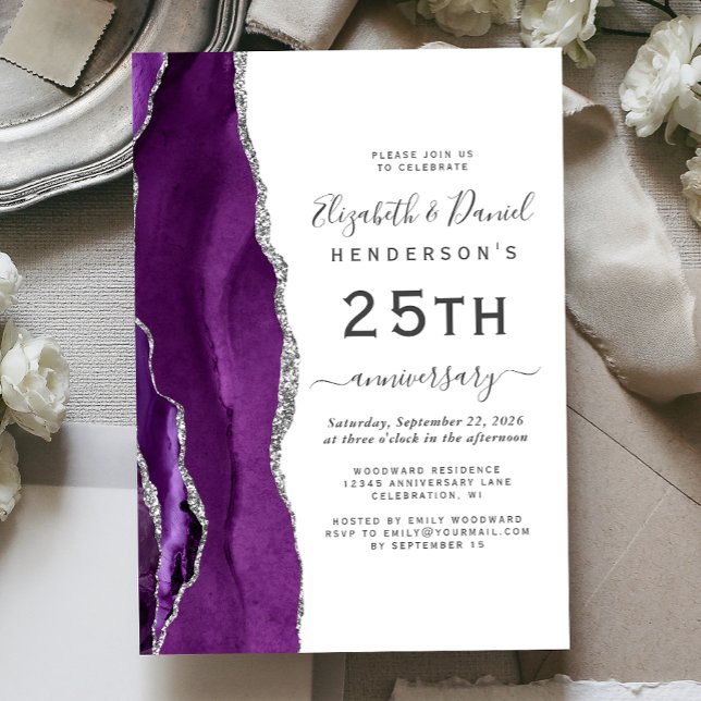 Invitación Purple Agate Silver 25th Anniversary (Subido por el creador)