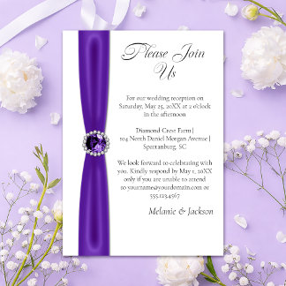 Invitación Purple Amethyst Satin Ribbon Jewel Reception Only
