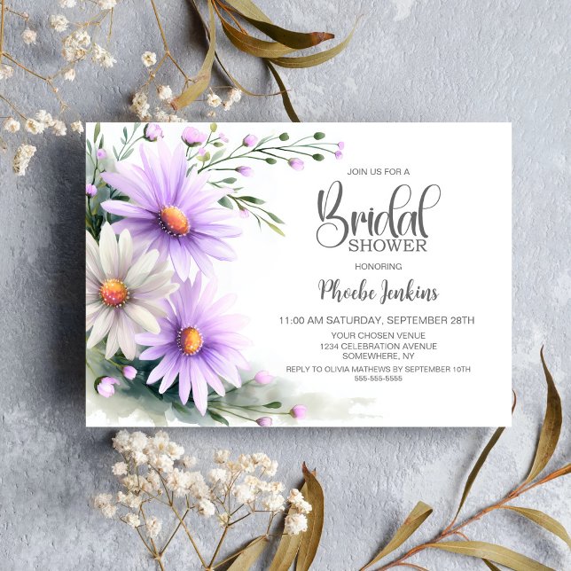 Invitación Purple and White Daisies Bridal Shower (Subido por el creador)
