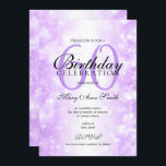 Invitación Purple Any Age Birday Party Shimmer Lights<br><div class="desc">Elegante planilla de invitación a la fiesta de cumpleaños número 30,  40,  50,  60,  70,  80,  90 y 100. Luces de verano. Fácil de usar,  fácil de personalizar.</div>