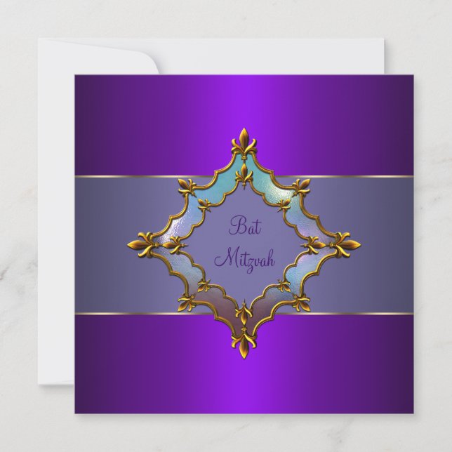Invitación Purple Bat Mitzvah (Anverso)