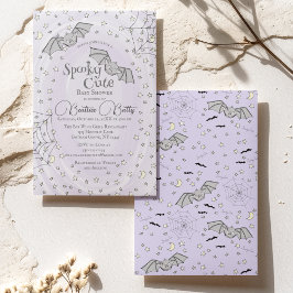 Invitación Purple Bats Spooky Cute Baby Shower