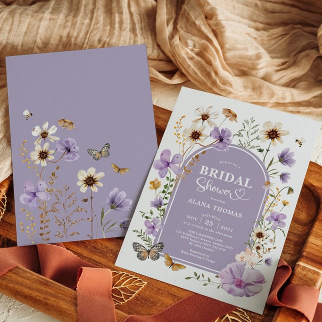 Invitación Purple Boho Wildflower Meadow Brilla Shower (Subido por el creador)