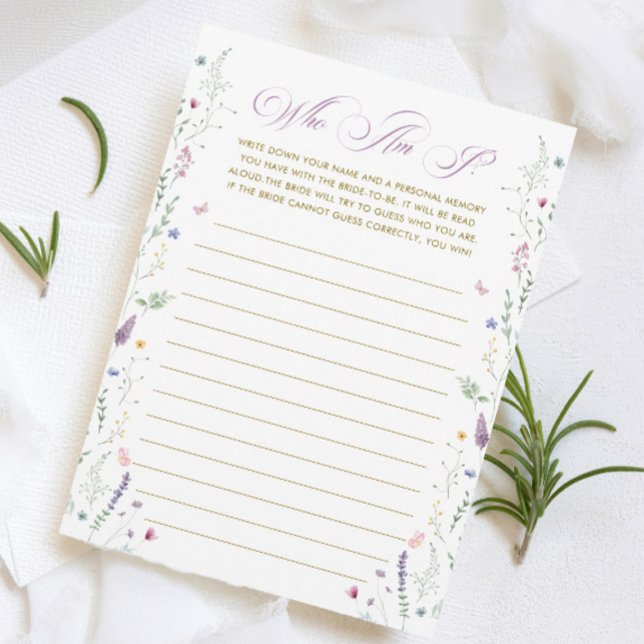 Invitación Purple Book Bridal Shower Guess Who Game Card (Subido por el creador)