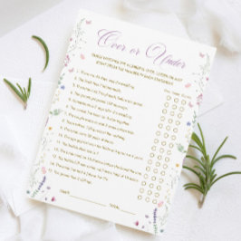 Invitación Purple Book Bridal Shower Over or Under Game Card