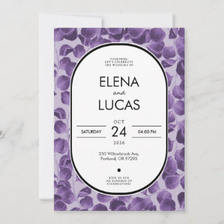 Invitación Purple Botanical Eucalyptus Wedding Invitation