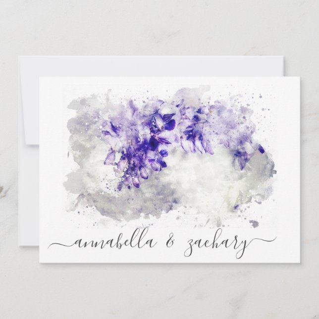 Invitación *~* Purple Bouquet RSVP QR AR26 BODA Floral (Anverso)