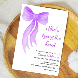 Invitación Purple Bow She's Tying the Knot Bridal Shower 