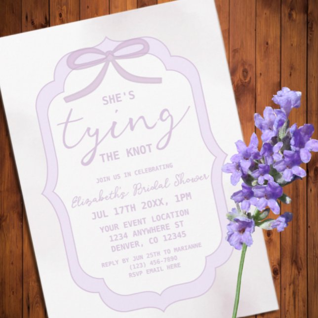 Invitación Purple Bow Watercolor Bridal Shower (Subido por el creador)