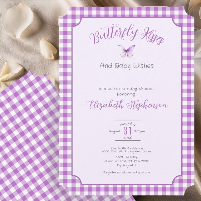 Invitación Purple Butterfly Kisses Baby Wishes Baby Shower (Subido por el creador)