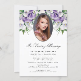 Invitación Purple Calla Lily Photo Funeral Memorial Service