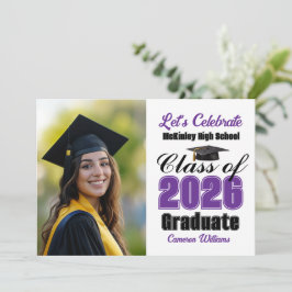 Invitación Purple Class of 2026 Photo Graduation Party