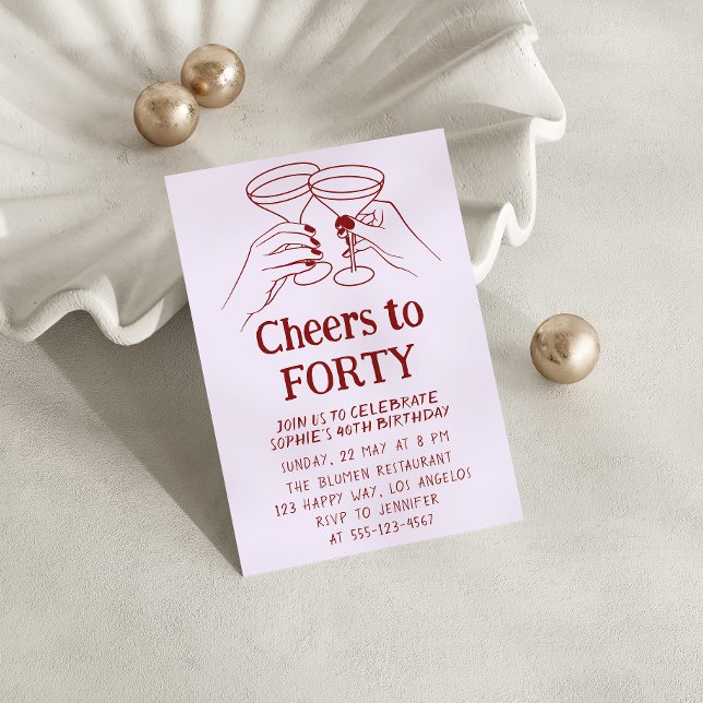 Invitación Purple Cocktail “Cheers to Forty 40th Birthday (Subido por el creador)
