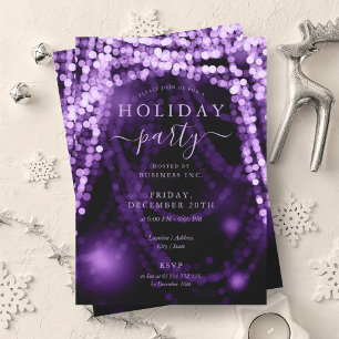 Invitación Purple Company Holiday Party String Lights