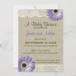 Invitación Purple Daisy Baby Shower