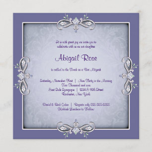 Invitación Purple Damask Bat Mitzvah
