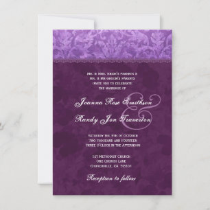 Invitación Purple Damask Wedding Ver 003B