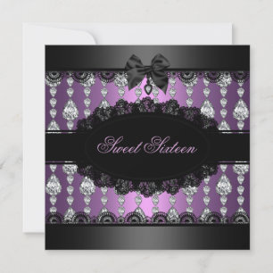 Invitación Purple Diamond & Lace Sweet16 Invite