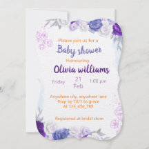Purple Dusty Blue Floral Delight para Baby Shower