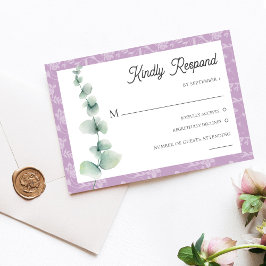 Invitación Purple Eucalyptus Floral Wedding RSVP Card