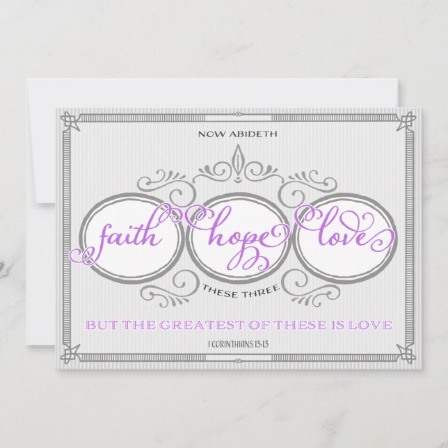 Invitación Purple Faith Hope Love Wedting (Anverso)
