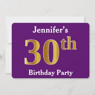 Invitación Purple, Faux Gold 30th Birthday Fiesta; Nombre per