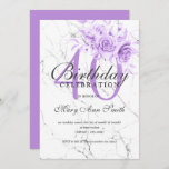 Invitación Purple Floral 40 cumpleaños Fiesta Marble<br><div class="desc">Elegante plantilla de invitación de Marble Morado Fiesta de cumpleaños 40. Con un arreglo floral moderno.</div>