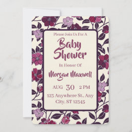 Invitación Purple Floral Baby Shower