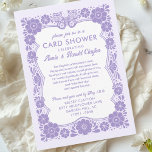 Invitación Purple Floral Card Shower by Mail Anniversary<br><div class="desc">This personalized anniversary card shower invitation is designed for hosting a shower by mail, inviting family and friends to send anniversary cards to a special couple celebrating a milestone wedding anniversary. The hand drawn design features a retro inspired Talavera style floral border frame with a detailed butterfly at the top,...</div>