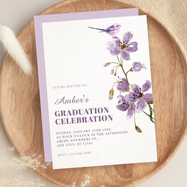 Invitación Purple floral graduation (Subido por el creador)