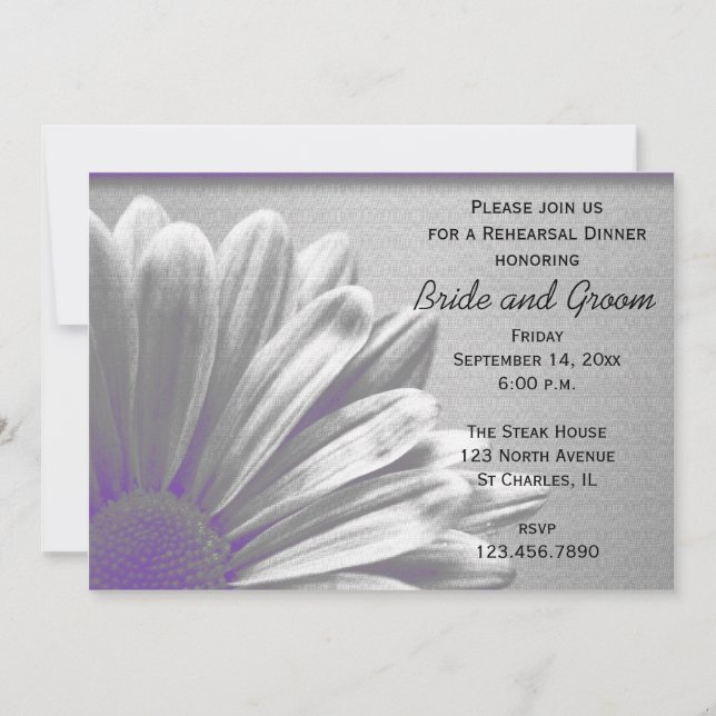 Invitación Purple Floral Highlights Boda Ensayo Cena (Anverso)