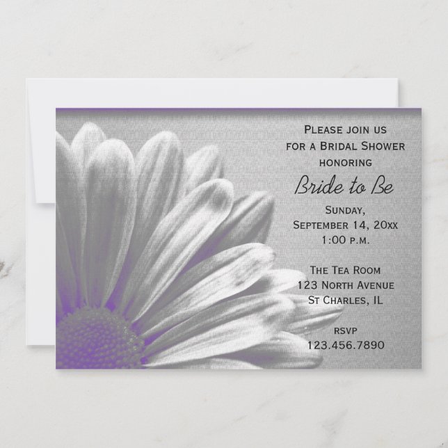 Invitación Purple Floral Highlights Brillante Shower (Anverso)