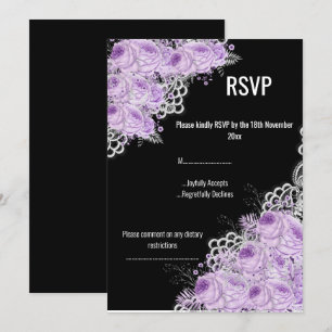 Invitación PURPLE Floral LACE ELEGANTE RSVP MODERNA