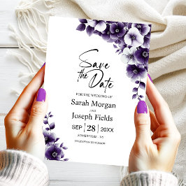 Invitación Purple Floral Save the Date
