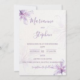 Invitación Purple Floral Watercolor Wedding Invitation
