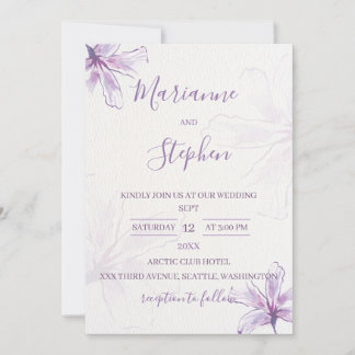 Invitación Purple Floral Watercolor Wedding Invitation