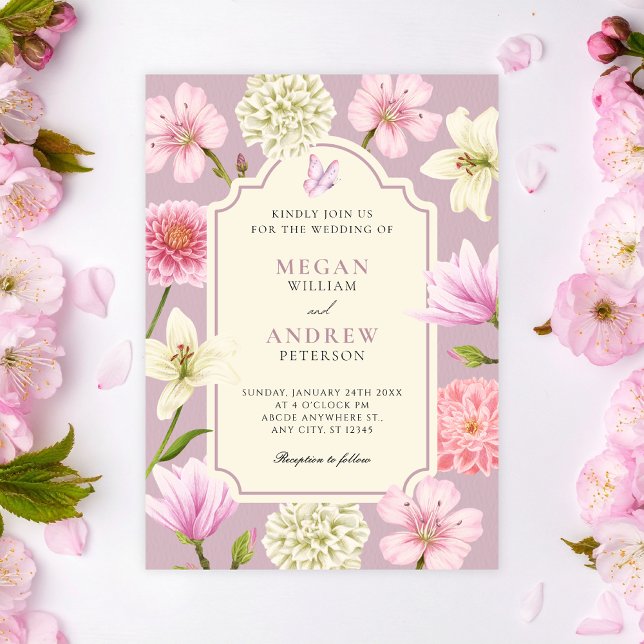 Invitación Purple floral wedding  (Subido por el creador)