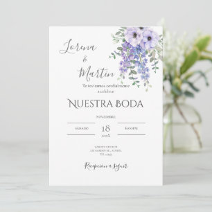Invitación Purple Floral wedding invitation in