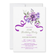 Purple Flower Greenery Ribbon Birthday
