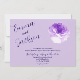 Invitación Purple Flower Script Wedding Invitation