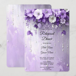 Invitación Purple Flowers Rehearsal Dinner