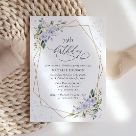 Invitación Purple Flowers, White Flowers, Greenery, Birthday