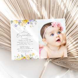 Invitación Purple Flowers, Yellow Flowers, Boho, Confirmation