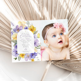 Invitación Purple Flowers, Yellow Flowers, First Communion