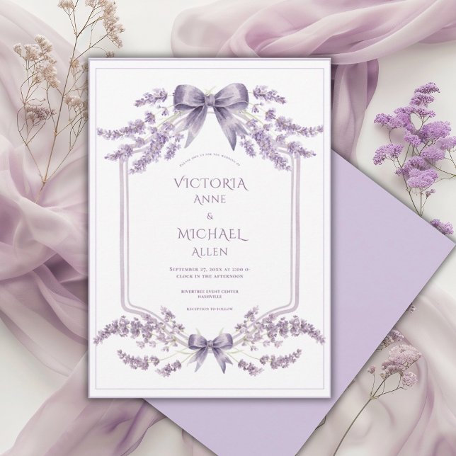 Invitación Purple Frame Floral Elegant Wedding Invitation (Subido por el creador)