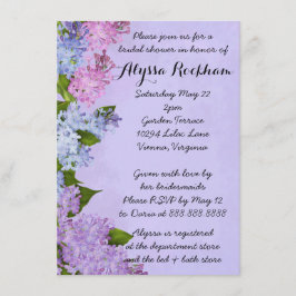 Invitación Purple Garden Lilac Flores Bridal Shower