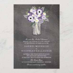 Invitación Purple Garden Mason Jar Chalkboard   BODA