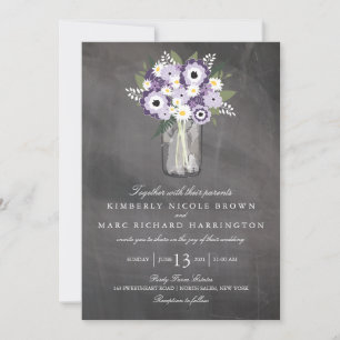 Invitación Purple Garden Mason Jar Chalkboard   BODA
